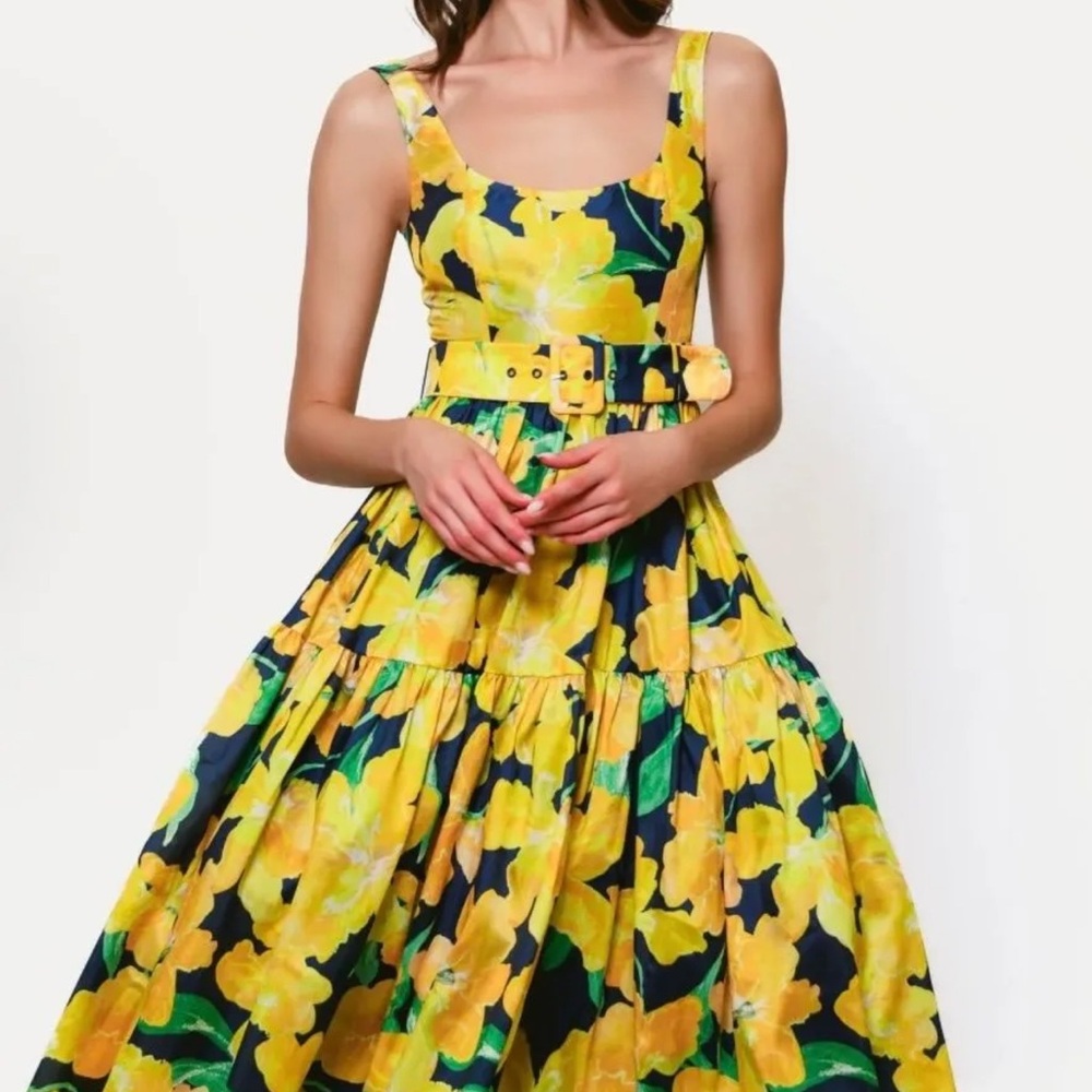 Floral Yellow and Green Dress